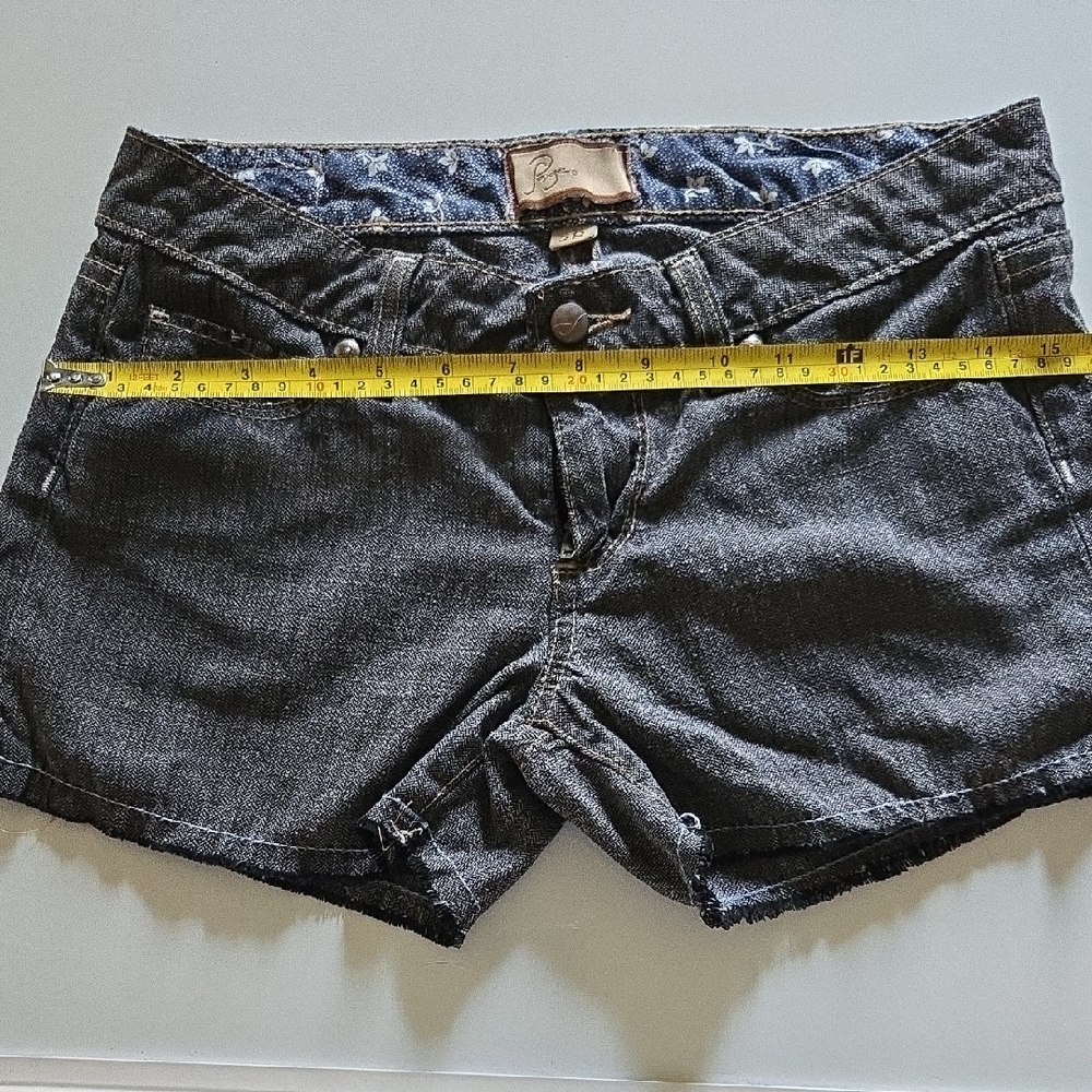 PAIGE Black Jean Shorts Distressed Cut-Off Style